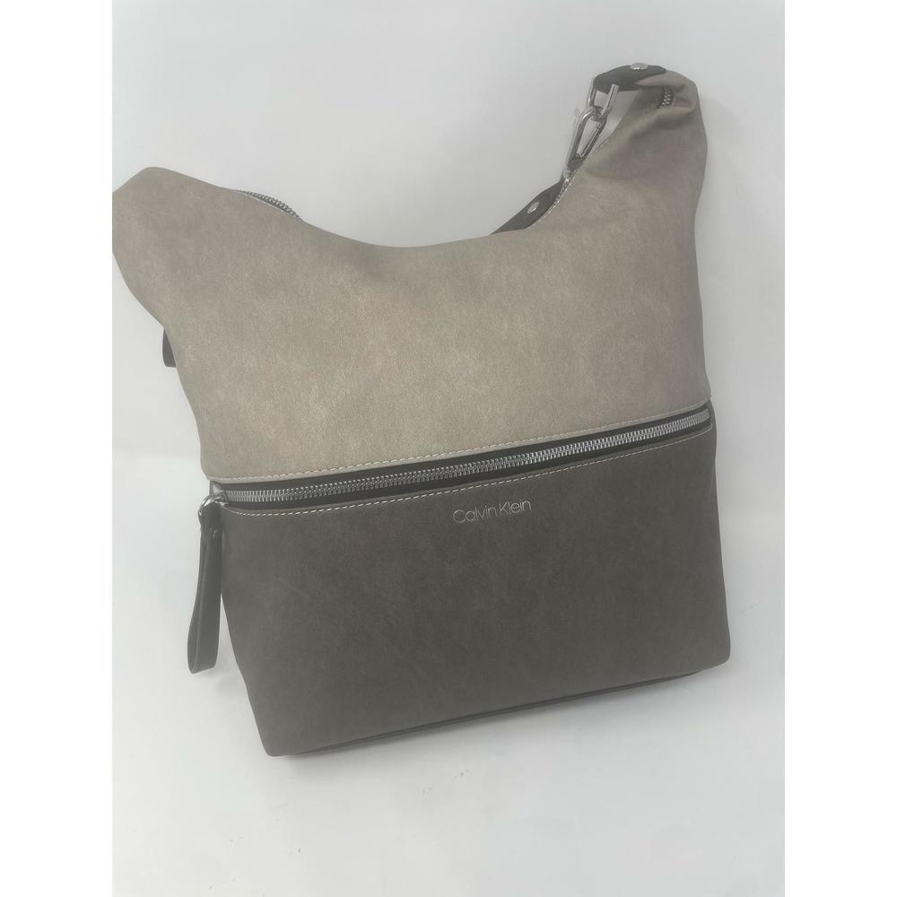 Calvin Klein Women's Elaine Hobo Large Shoulder Bag Grey Combo/Silver Small Size - Picture 6 of 8